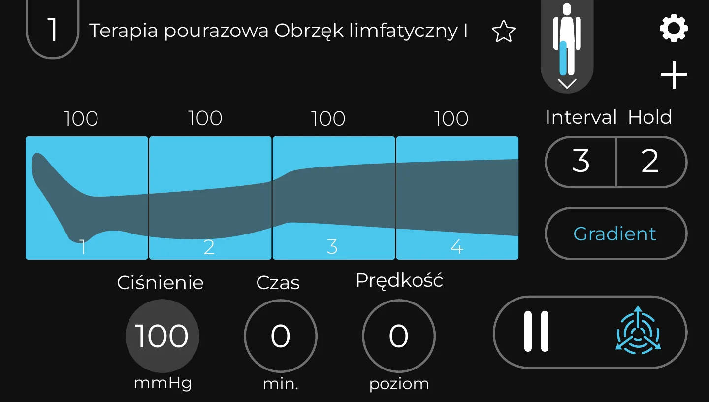 CarePump screen showing active chambers during therapy