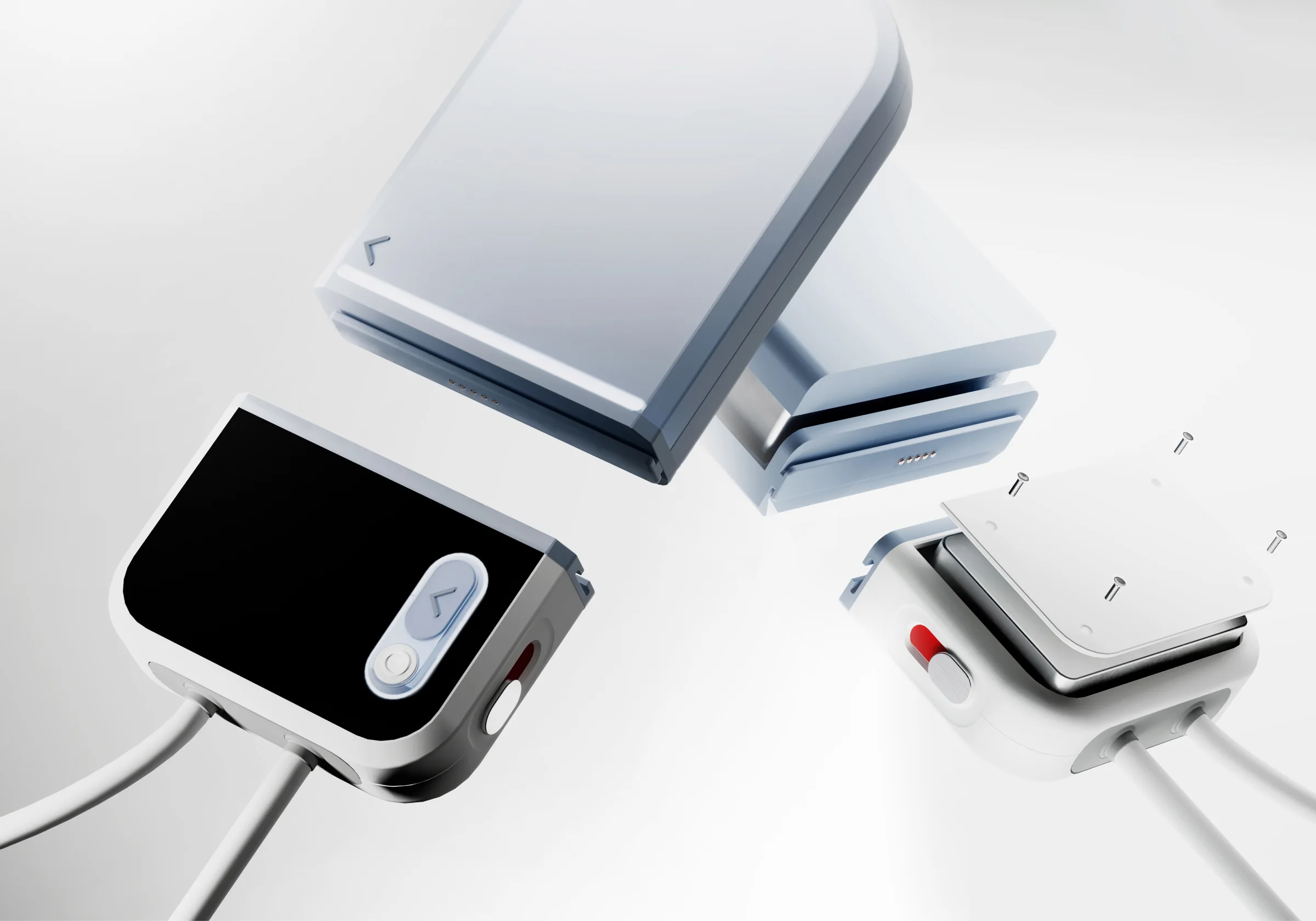 Exploded view of the LVAD controller and removable battery